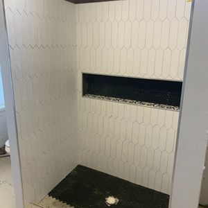 White crayon subway tile